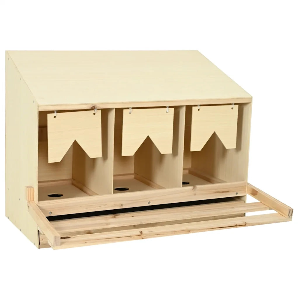 Casetta Cova per Galline 3 Scomparti 93x40x65 cm Legno di Pino