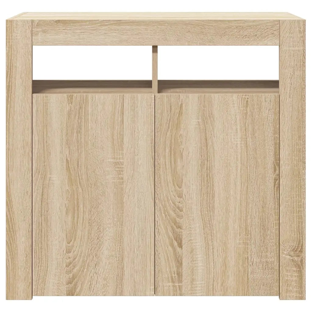 Credenza | Madia | Buffet da pranzo | Armadio da pranzo con Luci LED Rovere Sonoma 80x35x75 cm