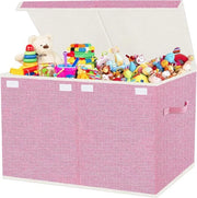 Cassa di Deposito per Giochi con Coperchio per Camera dei Bambini 83 L Casella di Deposito Pieghevole Grande con Maniglie per Ragazze Camera dei Bambini Libri Camera da Letto (62 x 33 x 40 cm, Rosa)
