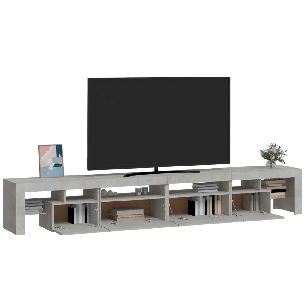 Mobile TV | Armadietto TV | Mobile Porta TV con Luci LED Grigio Cemento 260x36,5x40 cm