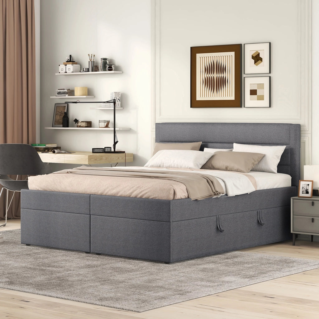 LETTO Contenitore 140x200 cm Grigio in legno e MDF