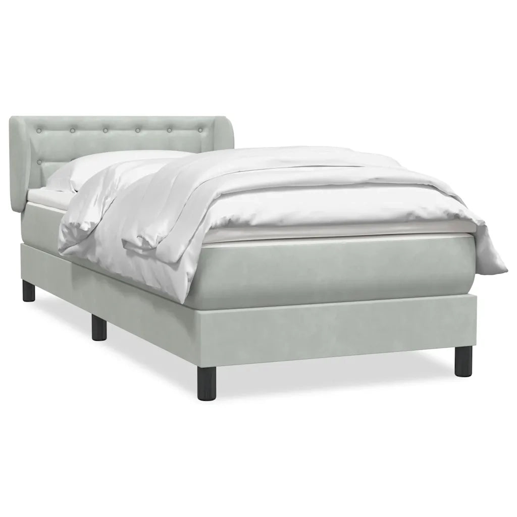 Giroletto a Molle con Materasso Grigio Chiaro 80x220 cm Velluto 3317883
