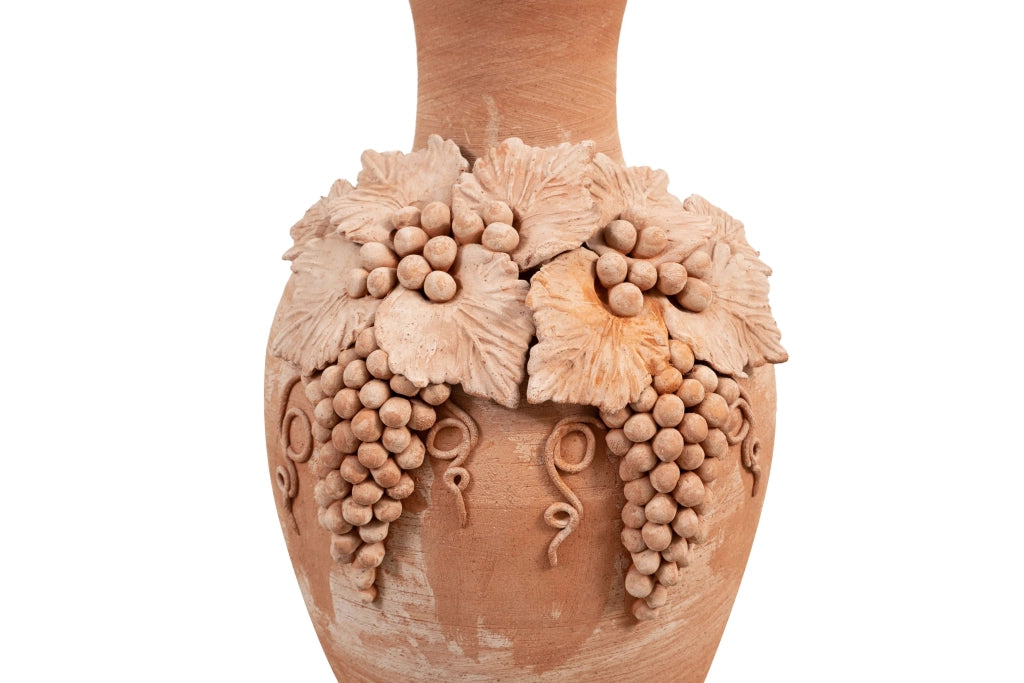 Biscottini Vaso Conca giara in terracotta toscana 100% Made in Italy interamente Lavorata a Mano L38xPR38xH80 cm