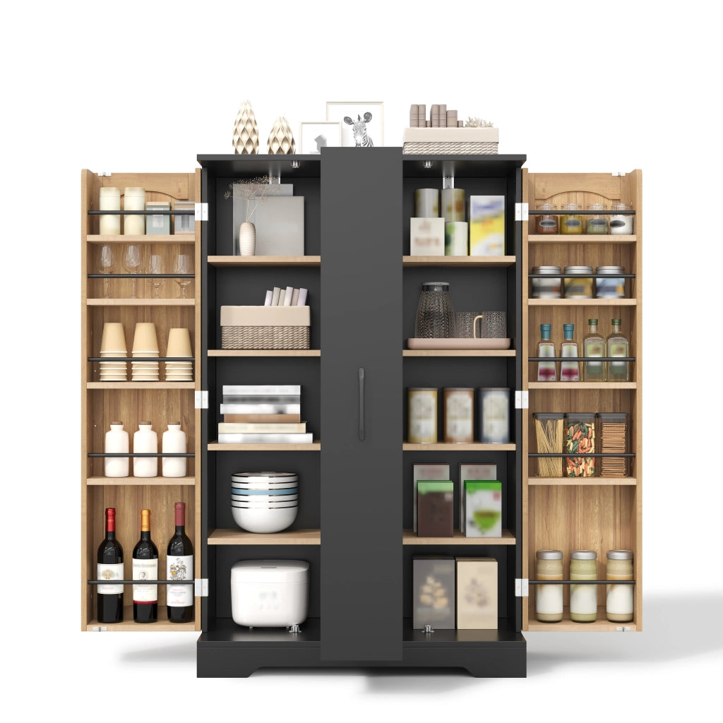 Credenza da cucina con doppia anta e ripiani regolabili, 120 × 78 × 35 cm, nero