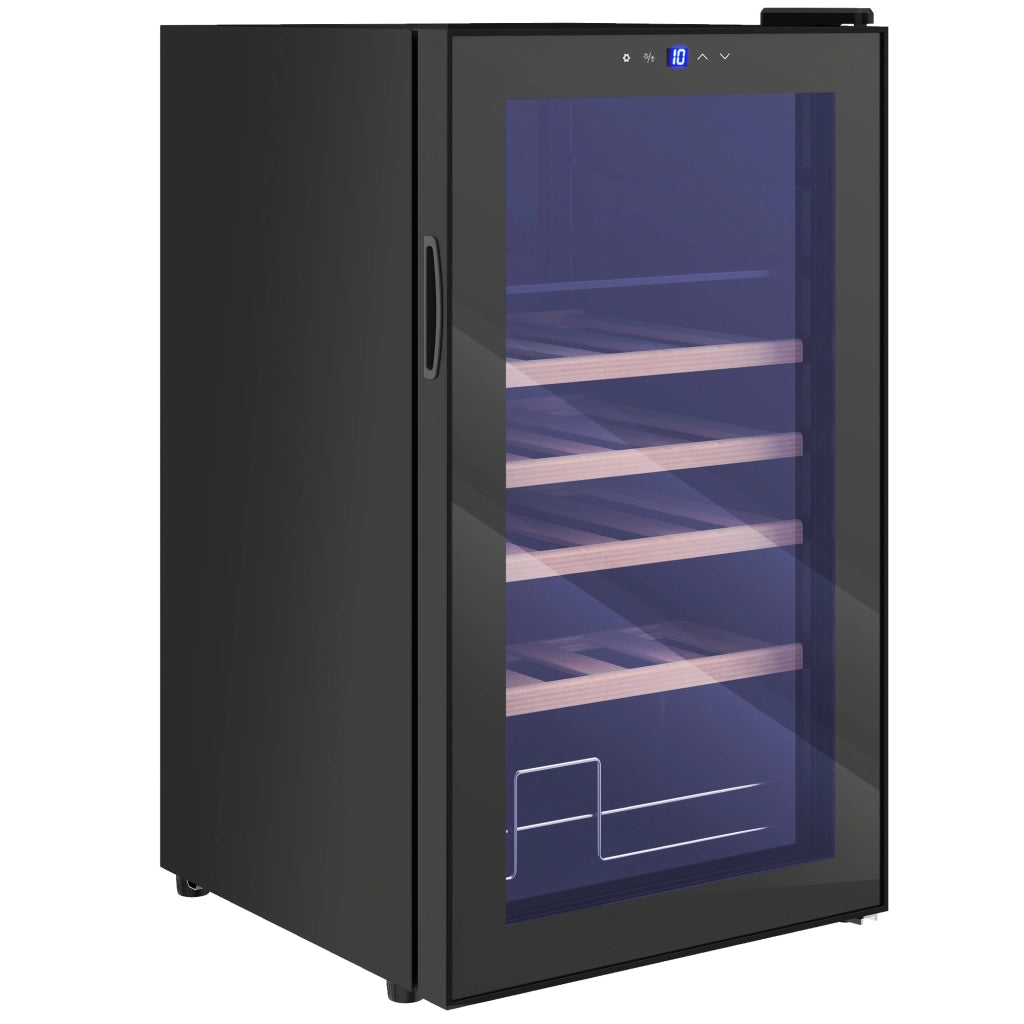 Cantinetta Frigo per Vino da 63L con Ripiani Regolabili per 16 Bottiglie e 25 Lattine, 43x45x74 cm, Nero