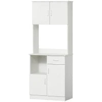 Credenza da Cucina con 4 Ante, 1 Cassetto, Ripiano e Ampio Piano, in MDF, 71 x 41 x 178 cm, Bianco