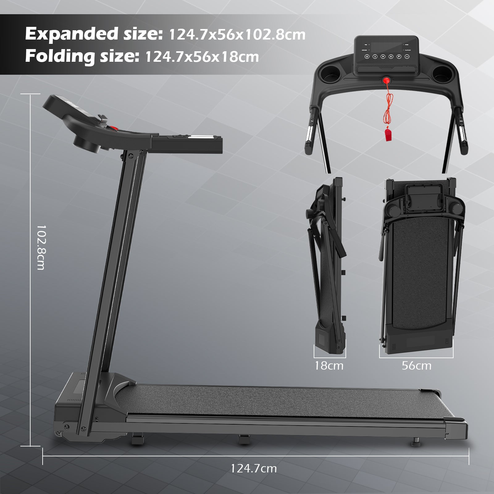 Tapis roulant pieghevole - RATTANTREE - walking pad 12 km/h, facile da piegare, con  APP, Display LED Telecomando per Ufficio Domestico Supporto per Tablet