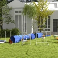 Set Agility Dog 7 Pezzi con Fischietto e Borsa da Trasporto, in Plastica e ABS, 89x69x99 cm, Bianco Arancione Blu