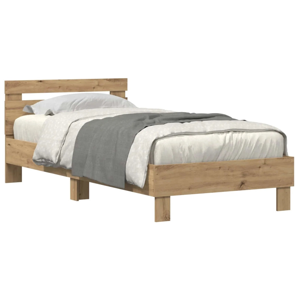 Struttura del letto con led Rovere artigianale 90 x 190 cm 863806