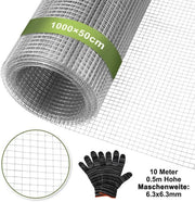 Dradengaas 6,3x6,3 mm | 50 cm x 10 m Rol | Drenaggio per Voliere con Manopole