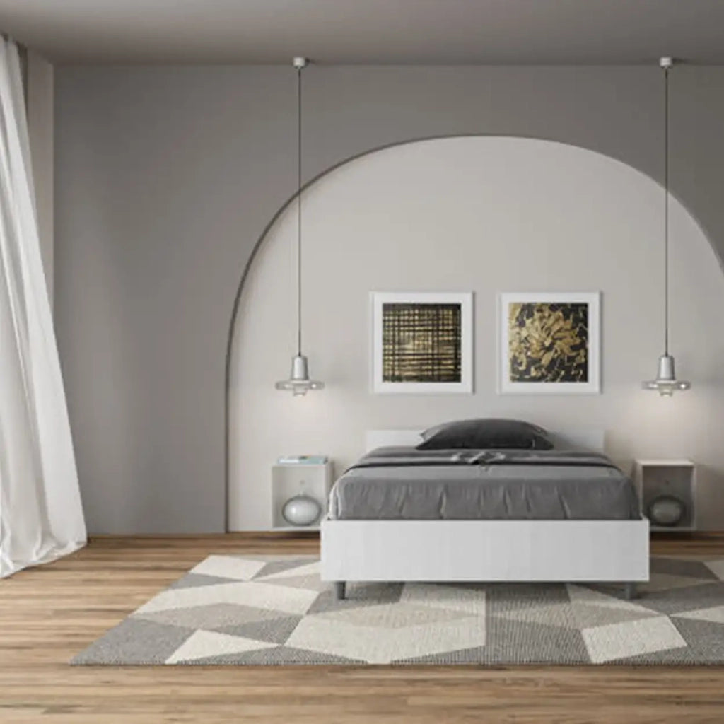 Letto una piazza e mezza senza rete 120x190 bianco frassino Nuamo