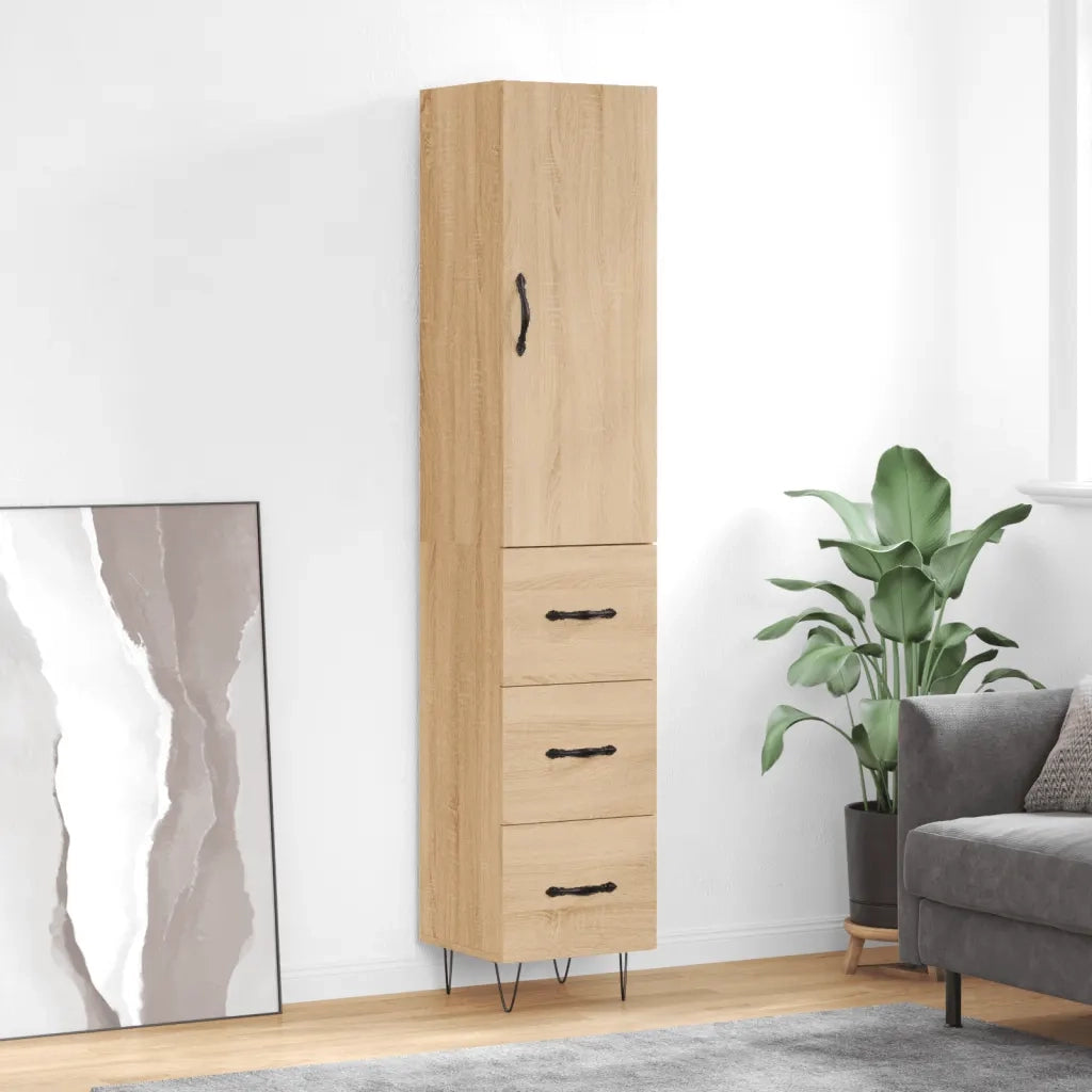 Credenza-Buffet-Armadio da cucina Rovere Sonoma 34,5x34x180 cm in Legno Multistrato 754778