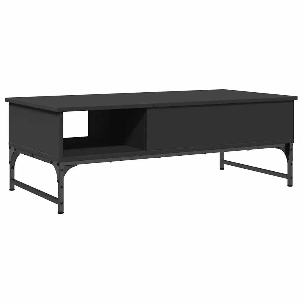 Tavolino salotto | Tavolino da caff¨¨ | Tavolino da Soggiorno Nero 100x50x35 cm Legno Multistrato e Metallo