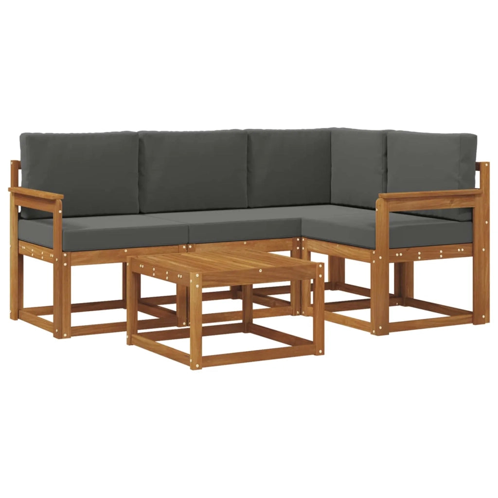 Set di divani da esterno con cuscino 5 pcs Naturale e Antracite