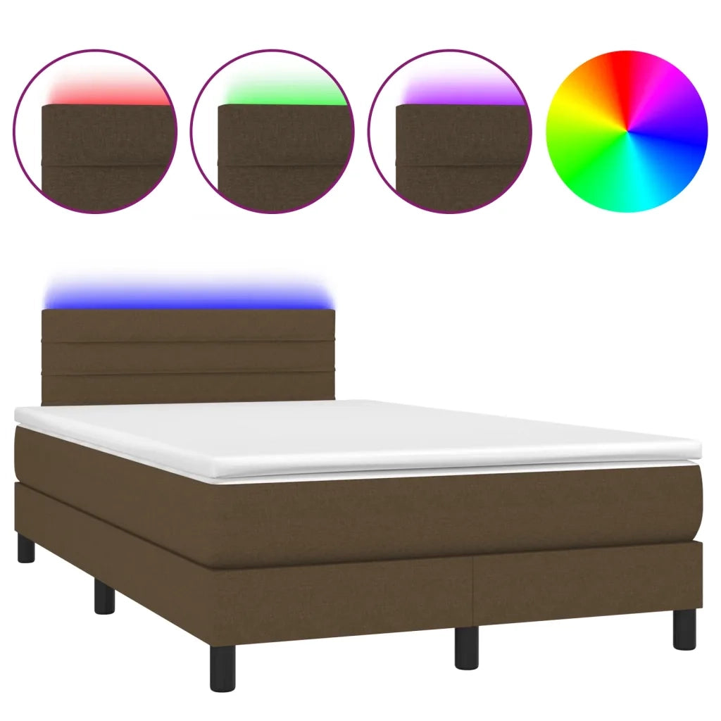 Letto a Molle Materasso e LED MarroneScuro 120x190cm in Tessuto 3270049
