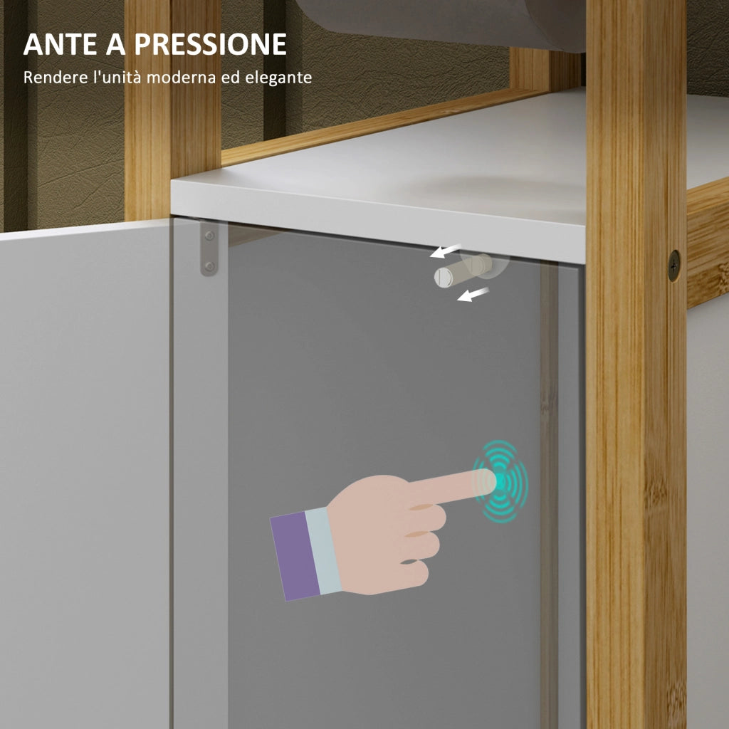 Mobile Bagno Salvaspazio con Porta Carta Igienica ¨C Zephmum ¨C Bianco 20x33x80cm in Bamb¨´