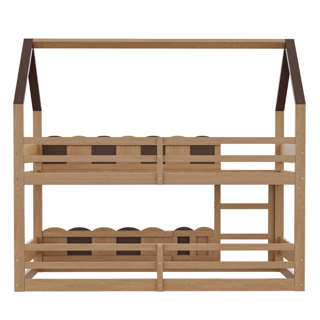 Letto a castello per bambini 90x200 cm a casetta in legno