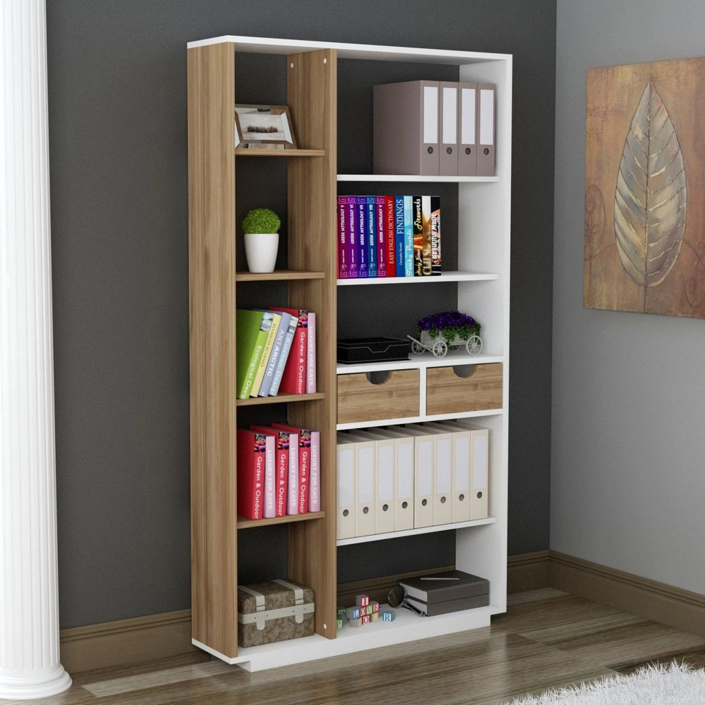 Biblioteca Imer, Libreria 8 Ripiani, 80x25x189h cm Bianco Rovere