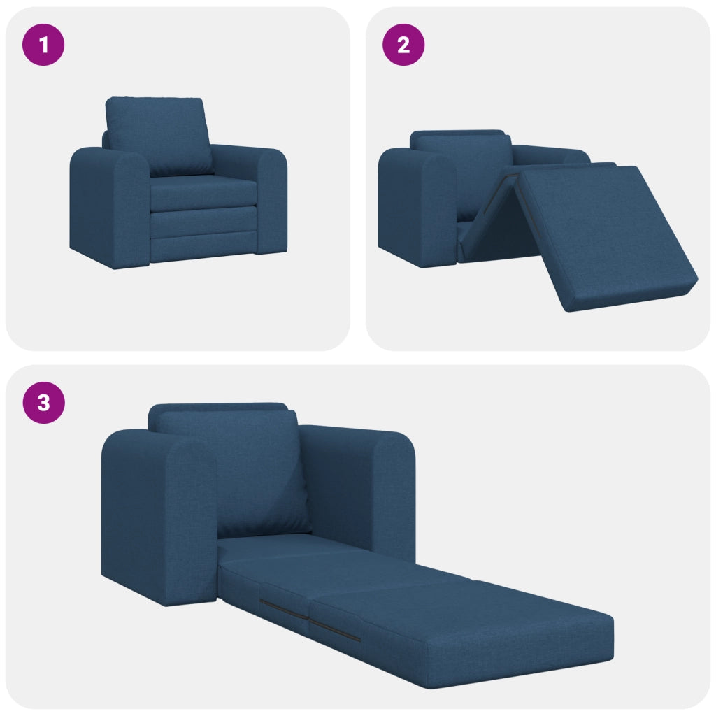 Divano Letto 2-in-1 Blu 98x71x83 cm Tessuto