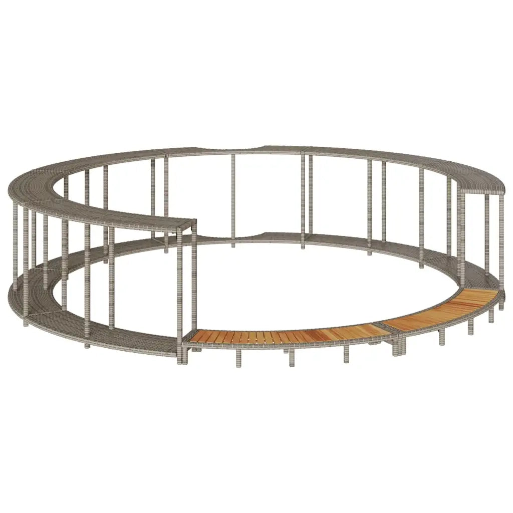 Bordo per Vasca Spa con Portaoggetti&Gradino Polyrattan Grigio CFW9191384