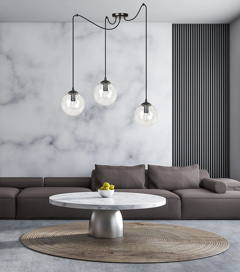 Lampadario Emibig GIGI 3 nero trasparente 3xE14 vetro