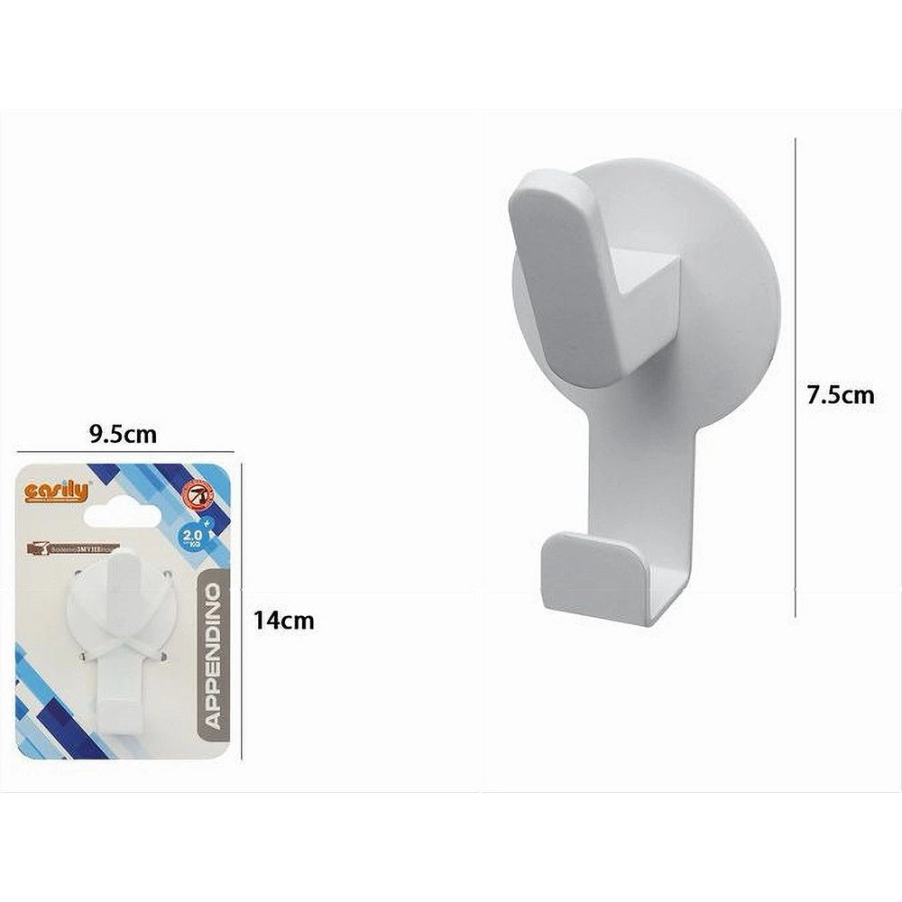 Trade Shop - Appendino Gancio 2 Posti Porta Asciugamano Bagno Casa Cucina Bianco 7.5cm 59740 -