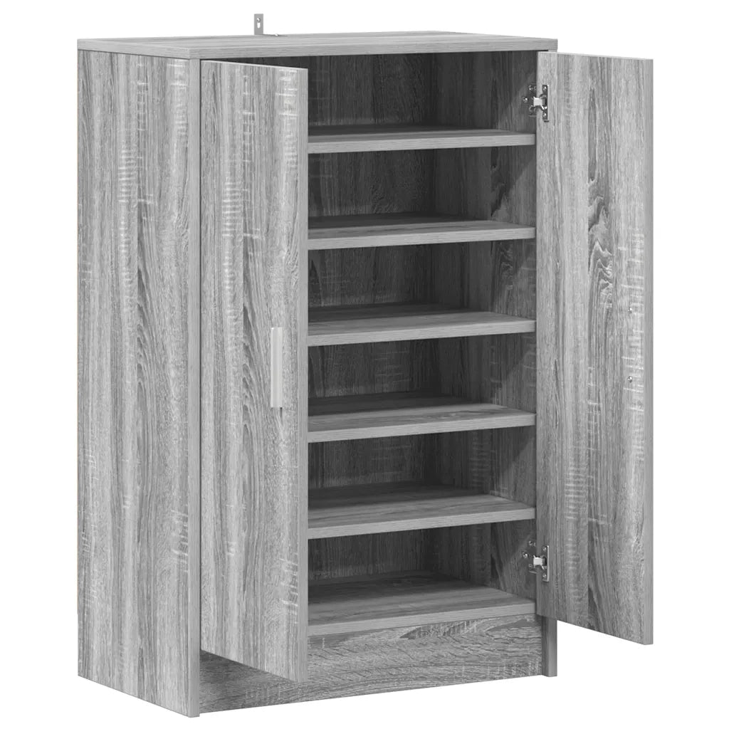 Scarpiera-Scaffale per scarpe Grigio Sonoma 60x35x92 cm in Legno Multistrato
