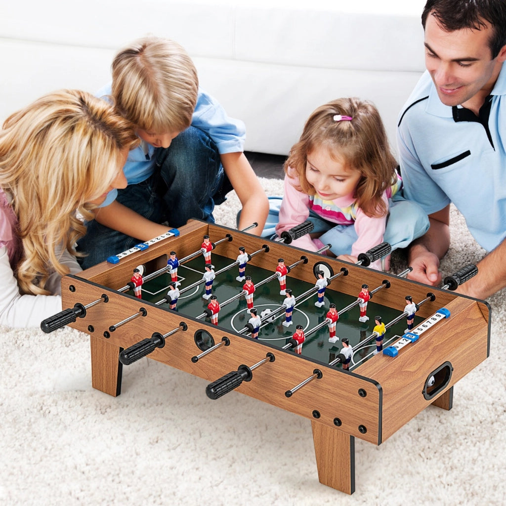 Calcio balilla con maniglia 2 palloni da calcio segnapunti per adulti e bambini, Gioco di calcio da tavolo Marrone-Stanza dei giochi