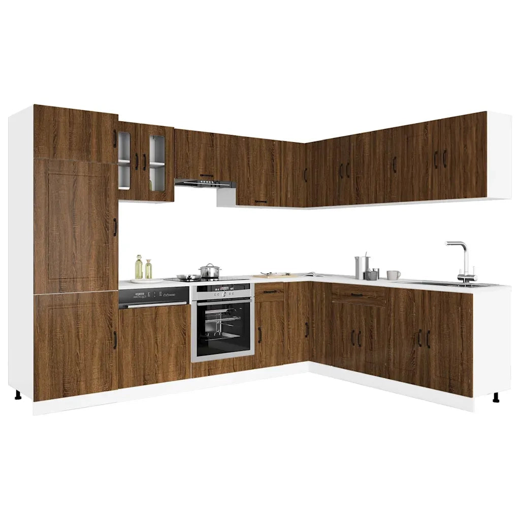 Set Mobili da Cucina 14 pz Kalmar Rovere Marrone in Truciolato