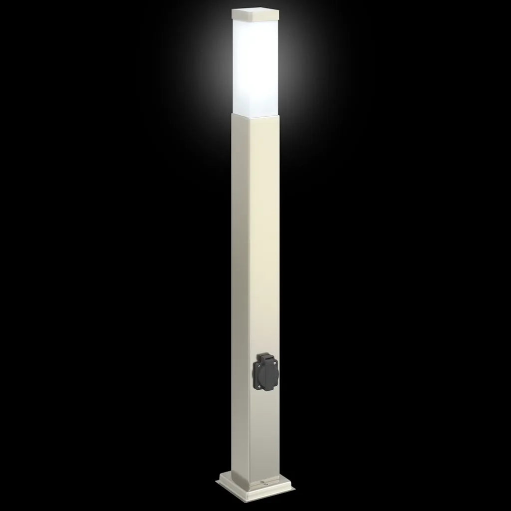 Lampioni a colonnina con presa elettrica 3 pz 80 cm Acciaio Inox IP44 4006062