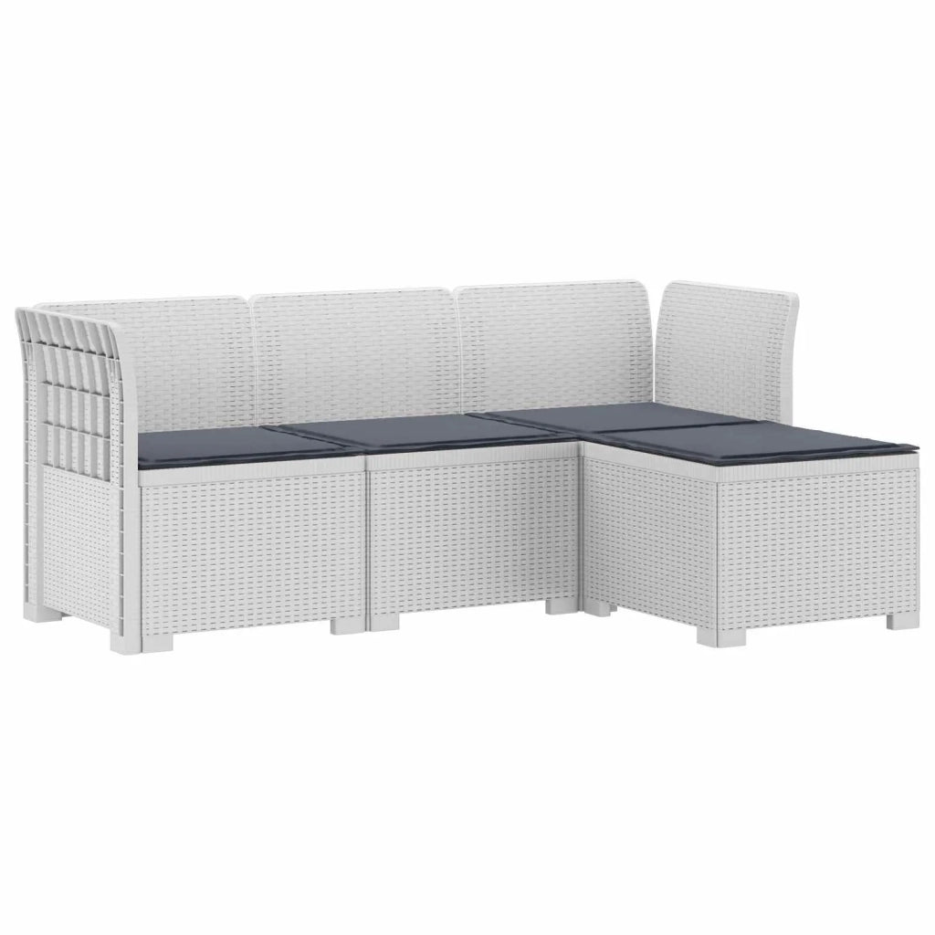 Divano da giardino 4 posti con cuscini aspetto rattan PP Bianco 3443937