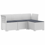 Divano da giardino 4 posti con cuscini aspetto rattan PP Bianco 3443937