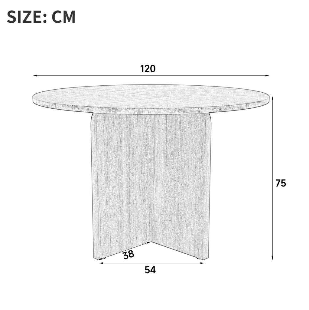 Tavolo da pranzo rotondo 120 cm in MDF colore rovere; stile nordico