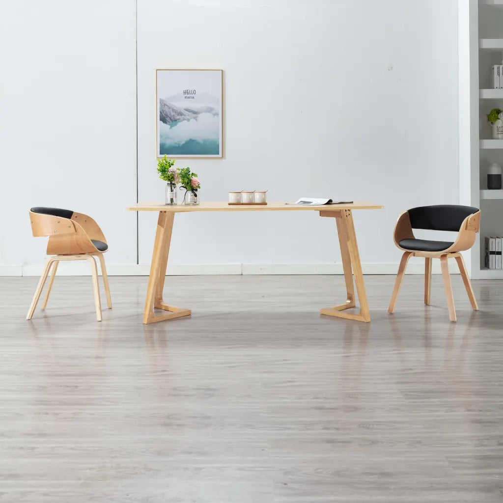 Sedia da Pranzo Nera in Legno Piegato e Similpelle 283113