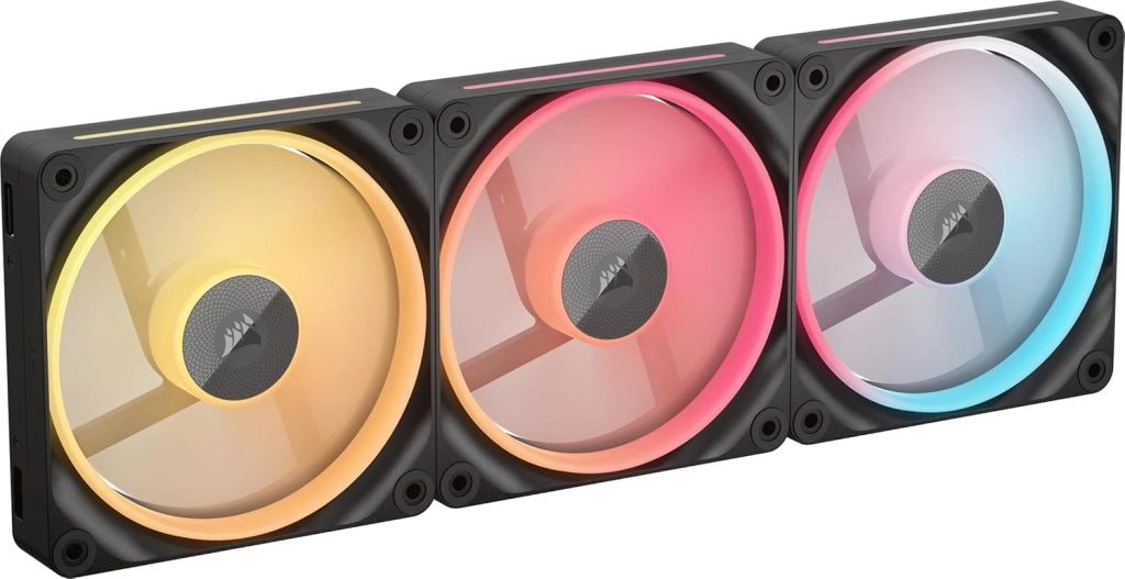 iCUE LINK LX120-R RGB 120mm Ventole PWM Invertite – Kit Tripla Ventola – Basso Rumore, CORSAIR Cuscinetto Magnetico a Cupola, Doppio Anello Luminoso, Viti QuikTurn™, Modalità Zero RPM – Nero