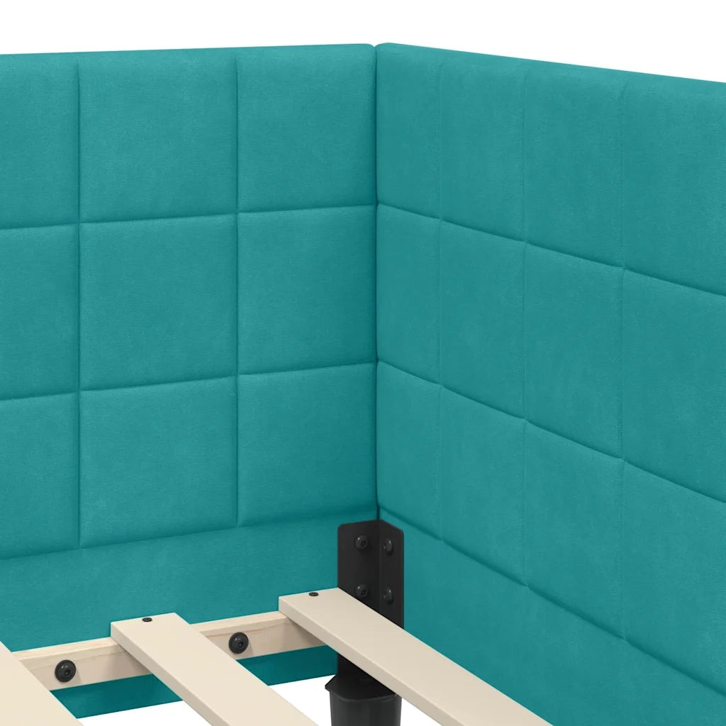 Struttura Letto Angolare con Materasso 2 pcs Turchese Velluto