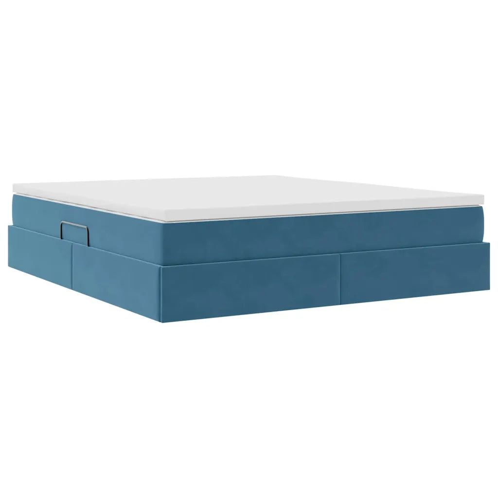Letto con contenitore e materasso Blu Scuro 160 x 200 cm