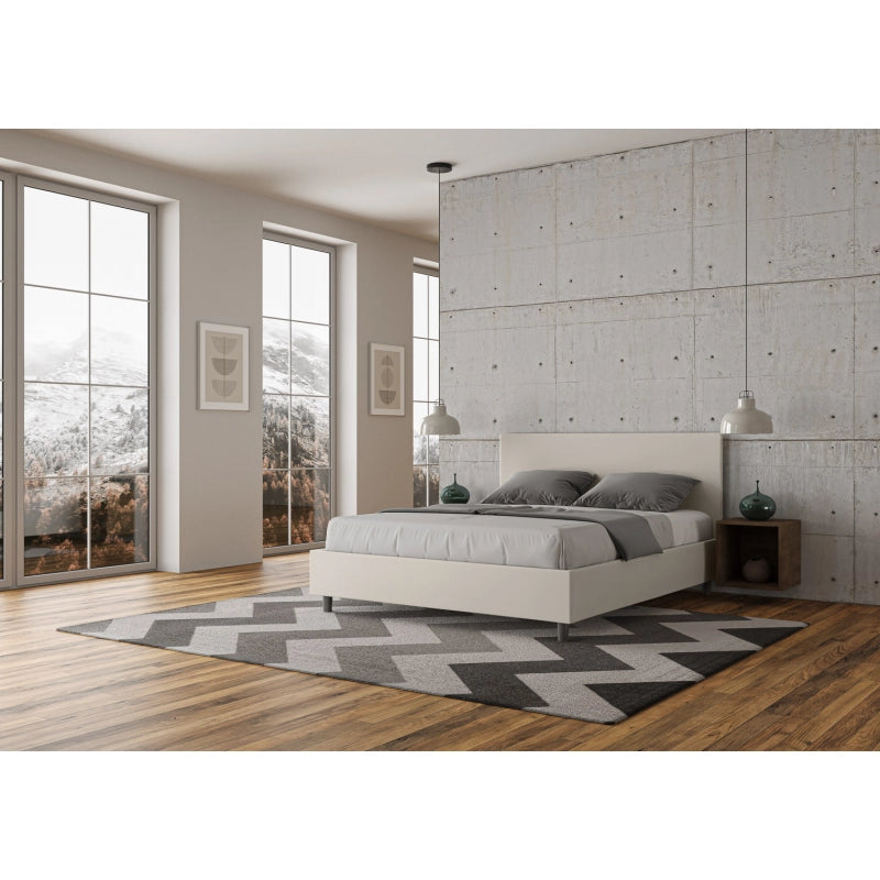 Letto imbottito Matrimoniale 160x200 cm Adele - Bianco,Similpelle,Con rete