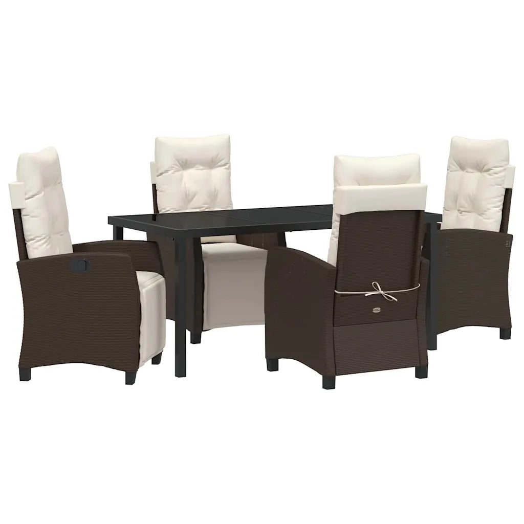 Set da Pranzo per Giardino con cuscino 5 pcs Marrone polyrattan 3380431