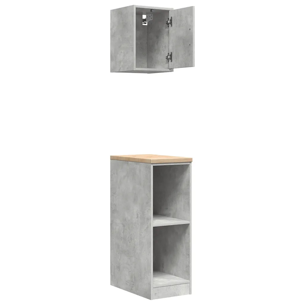 vidaXL Armadi da Garage 2 pz Grigio Cemento in Legno Multistrato