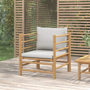 Divano da esterno-Divano da Giardino con Cuscini Grigio Chiaro in Bamb¨´