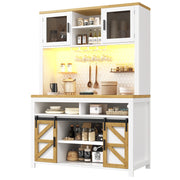 Credenza alta con ante scorrevoli e battenti; LED; per cucina; in MDF; 120×40×174.5 cm; bianco