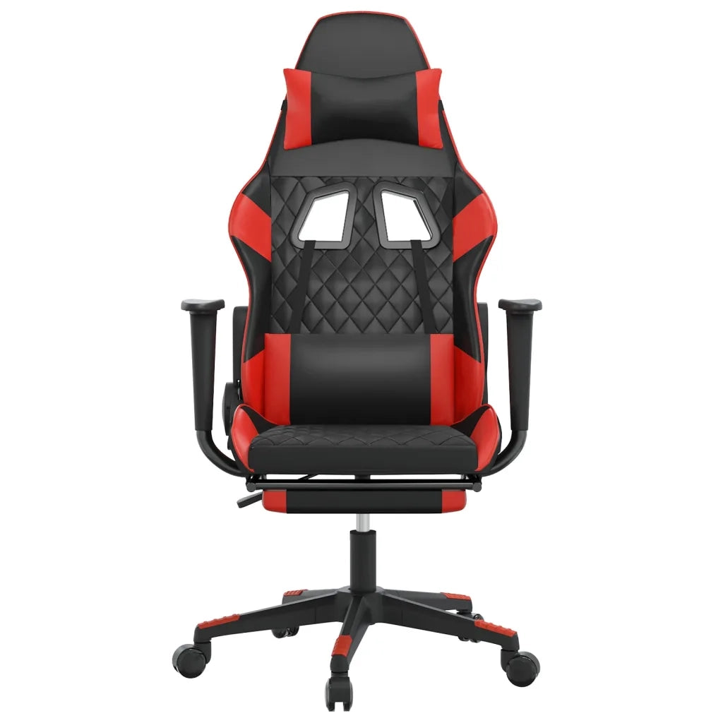 Sedia da Gaming | Sedia da e-sports con Poggiapiedi Nero e Rosso in Similpelle