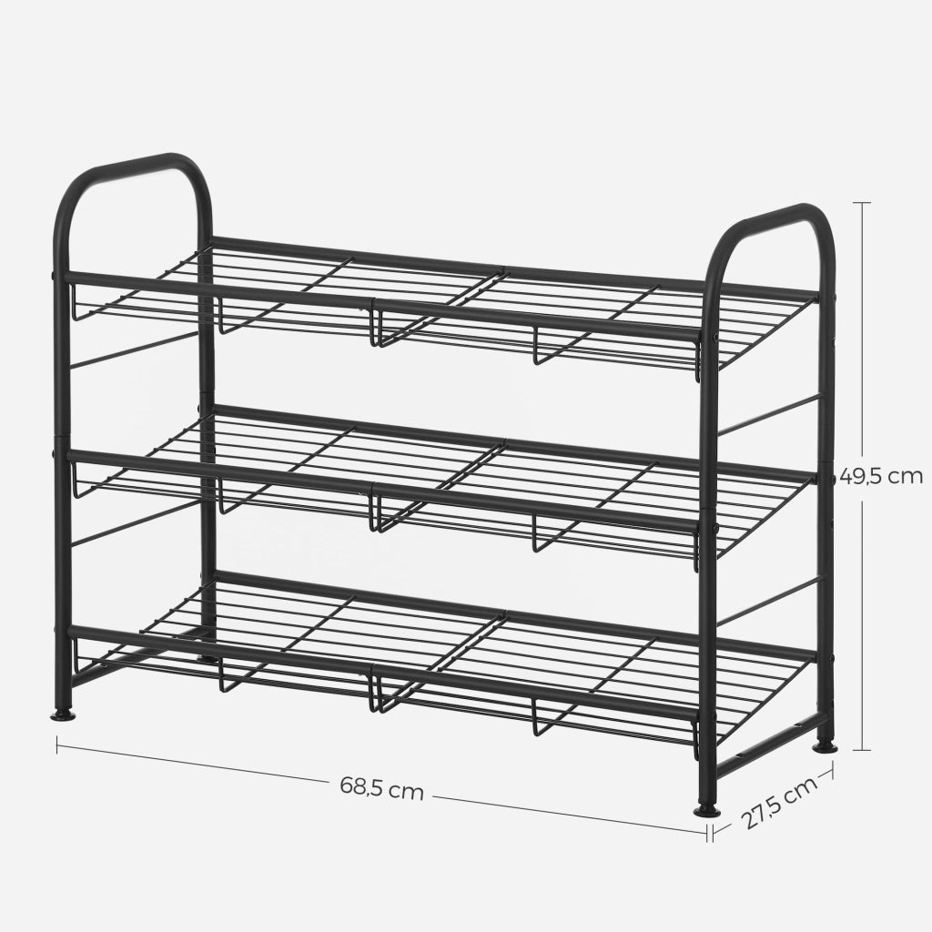 Scarpiera industriale VALORA con 3 ripiani, nero LMR066B01