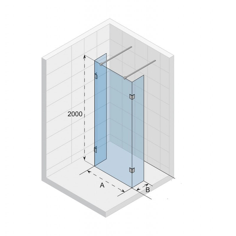 SCANDIC NXT 202 RIHO 156x37 x200 cm cabina doccia con cerniere cromate