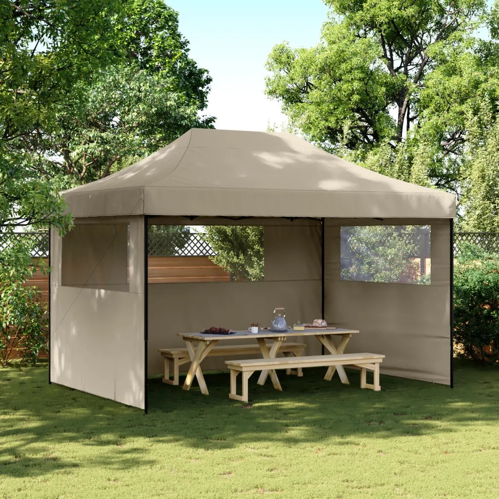 Tendone per Feste Pieghevole Pop-Up con 3 Pareti Tortora 4005018