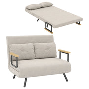 Divano letto 2 posti con cuscini e schienale regolabile ¨C zephmum ¨C effetto velluto beige