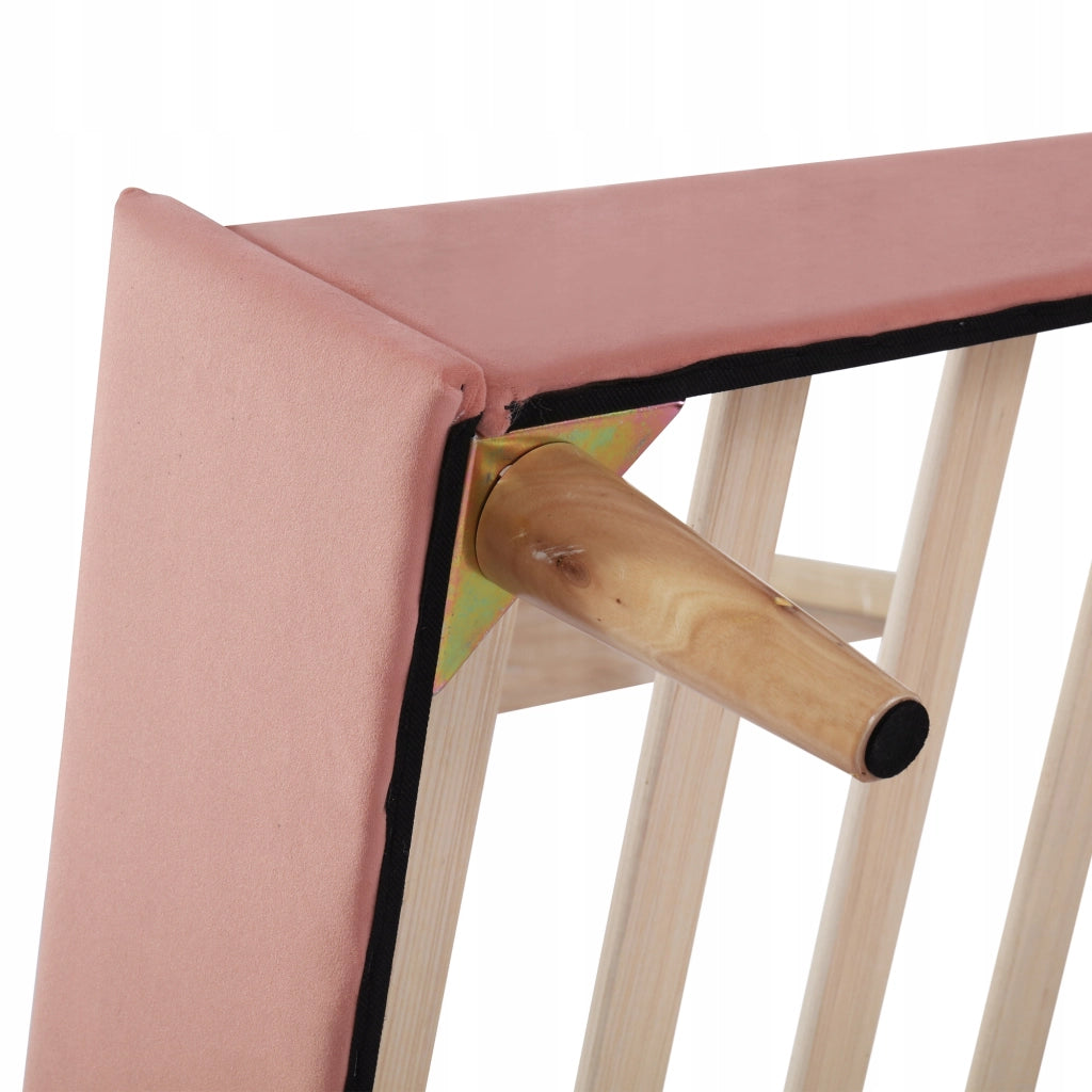 Letto singolo per ragazzi con testiera regolabile - Xylo - 90x200 cm - Velluto rosa
