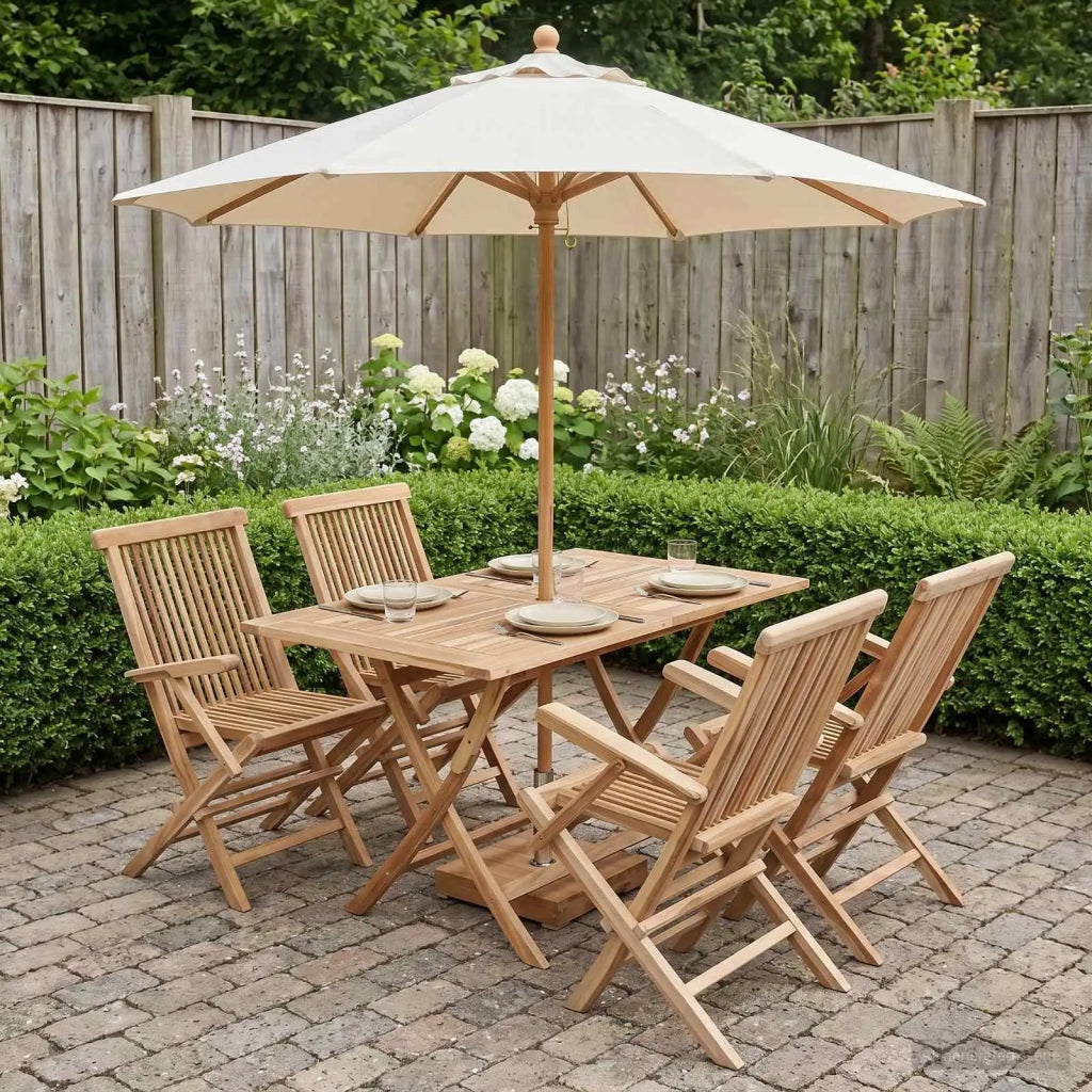 Set di Mobili da Giardino 5 pz Naturale Legno di teak solido 3418860