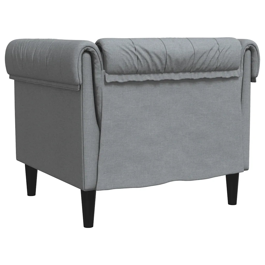Divano Sedia-Poltrona Chesterfield Grigio Chiaro in Tessuto